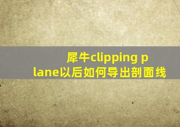 犀牛clipping plane以后如何导出剖面线